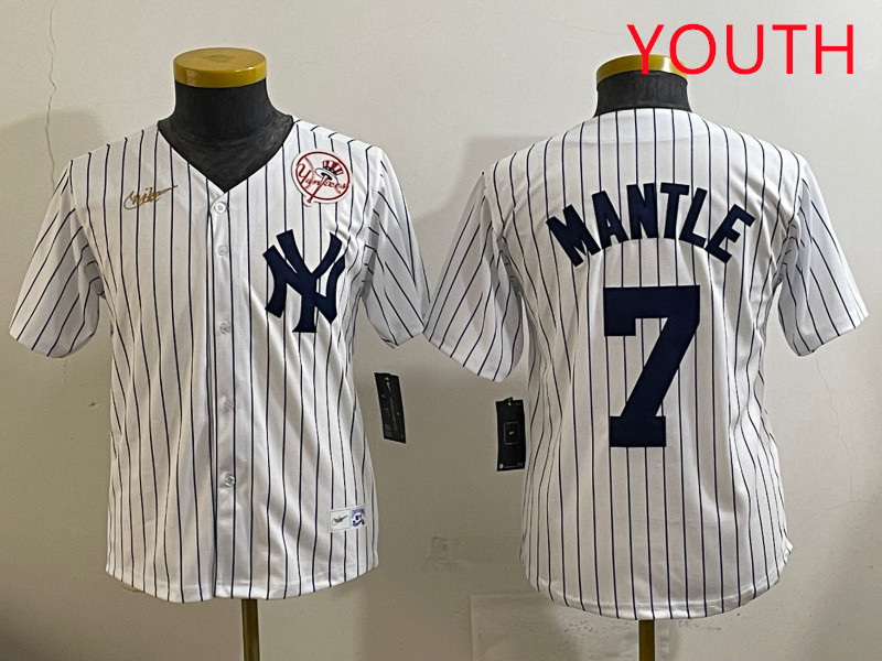 Youth New York Yankees #7 Mantle White 2025 Nike MLB jersey style 7